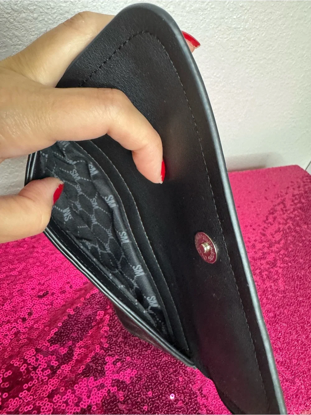 2/for $20 🪩 STEVE MADDEN Black Monochrome Quilted Zip Clutch & Wallet - 4.5x8”